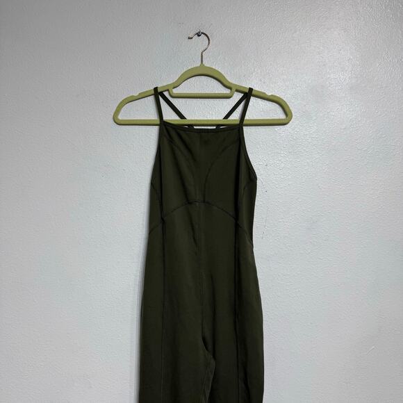 Free People Olive Side To Side Open Back Active One Piece Jumpsuit Sz S - Picture 3 of 15